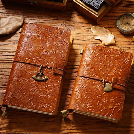 Sổ Tay Da Bò Handmade Cao Cấp - Notebook Khoá Dây Hoa Văn - SO024 MyChapter Notebook