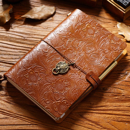 Sổ Tay Da Bò Handmade Cao Cấp - Notebook Khoá Dây Hoa Văn - SO024 MyChapter Notebook