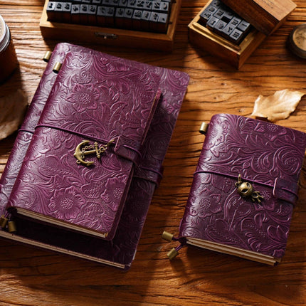 Sổ Tay Da Bò Handmade Cao Cấp - Notebook Khoá Dây Hoa Văn - SO024 MyChapter Notebook