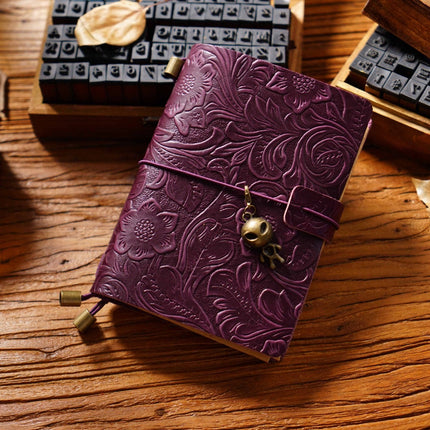 Sổ Tay Da Bò Handmade Cao Cấp - Notebook Khoá Dây Hoa Văn - SO024 MyChapter Notebook
