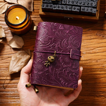 Sổ Tay Da Bò Handmade Cao Cấp - Notebook Khoá Dây Hoa Văn - SO024 MyChapter Notebook