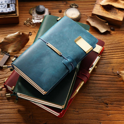 Sổ Da Bò Khóa Dây Viền Trơn Handmade Cao Cấp - SO019 MyChapter Notebook