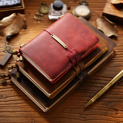 Sổ Da Bò Khóa Dây Viền Trơn Handmade Cao Cấp - SO019 MyChapter Notebook