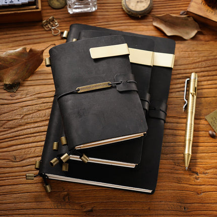 Sổ Da Bò Khóa Dây Viền Trơn Handmade Cao Cấp - SO019 MyChapter Notebook