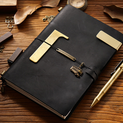 Sổ Da Bò Khóa Dây Viền Trơn Handmade Cao Cấp - SO019 MyChapter Notebook