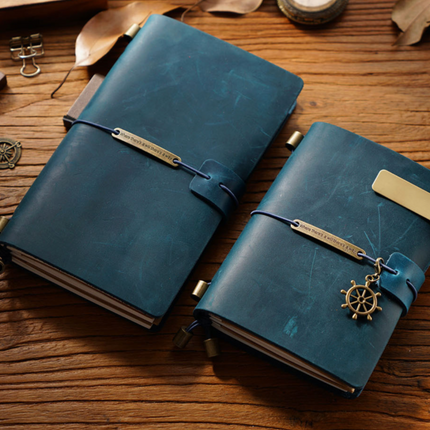 Sổ Da Bò Khóa Dây Viền Trơn Handmade Cao Cấp - SO019 MyChapter Notebook