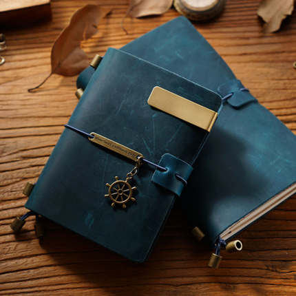 Sổ Da Bò Khóa Dây Viền Trơn Handmade Cao Cấp - SO019 MyChapter Notebook