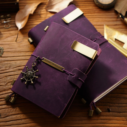 Sổ Da Bò Khóa Dây Viền Trơn Handmade Cao Cấp - SO019 MyChapter Notebook