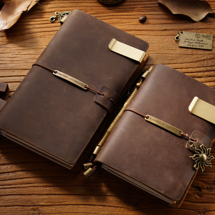 Sổ Da Bò Khóa Dây Viền Trơn Handmade Cao Cấp - SO019 MyChapter Notebook