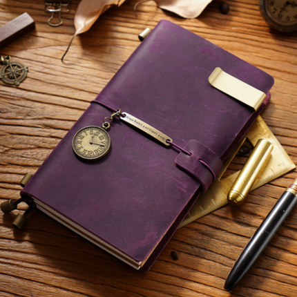 Sổ Da Bò Khóa Dây Viền Trơn Handmade Cao Cấp - SO019 MyChapter Notebook