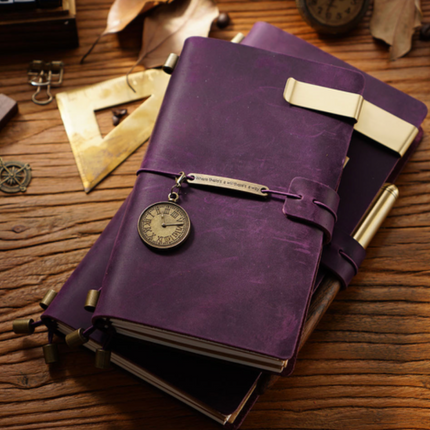 Sổ Da Bò Khóa Dây Viền Trơn Handmade Cao Cấp - SO019 MyChapter Notebook