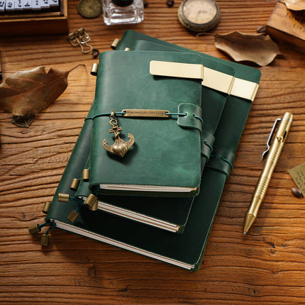 Sổ Da Bò Khóa Dây Viền Trơn Handmade Cao Cấp - SO019 MyChapter Notebook