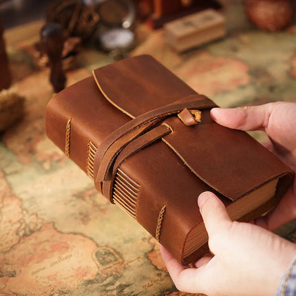 Sổ Tay Da Bò Handmade Cao Cấp  - Khóa Dây - SO003 MyChapter Notebook