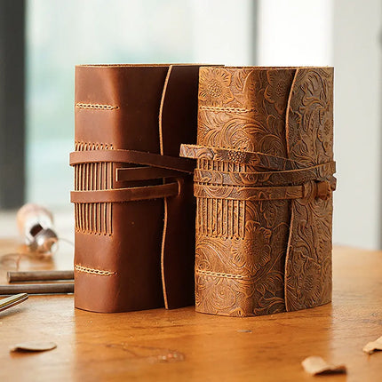 Sổ Tay Da Bò Handmade Cao Cấp  - Khóa Dây - SO003 MyChapter Notebook