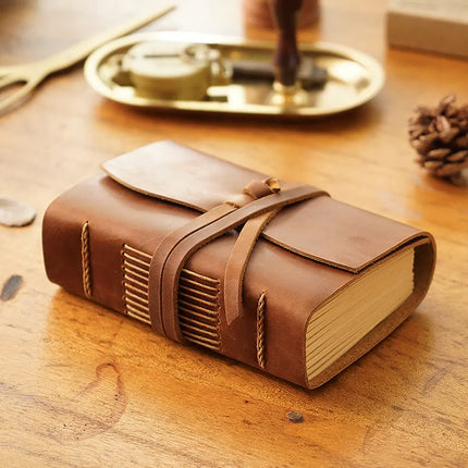 Sổ Tay Da Bò Handmade Cao Cấp  - Khóa Dây - SO003 MyChapter Notebook