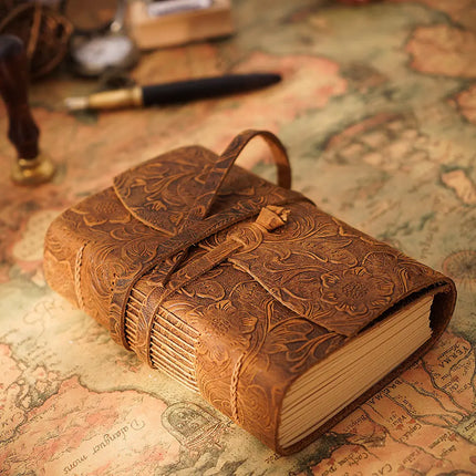 Sổ Tay Da Bò Handmade Cao Cấp  - Khóa Dây - SO003 MyChapter Notebook