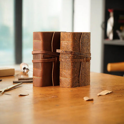 Sổ Tay Da Bò Handmade Cao Cấp  - Khóa Dây - SO003 MyChapter Notebook