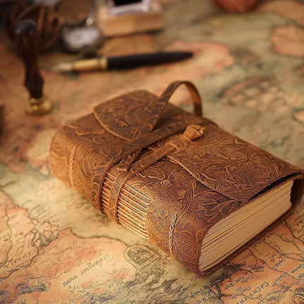 Sổ Tay Da Bò Handmade Cao Cấp  - Khóa Dây - SO003 MyChapter Notebook