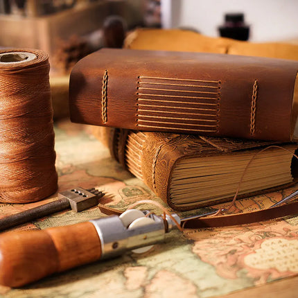 Sổ Tay Da Bò Handmade Cao Cấp  - Khóa Dây - SO003 MyChapter Notebook