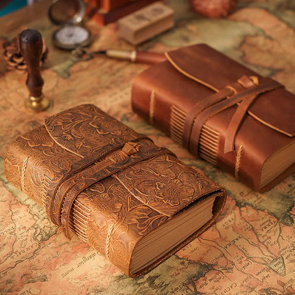 Sổ Tay Da Bò Handmade Cao Cấp  - Khóa Dây - SO003 MyChapter Notebook