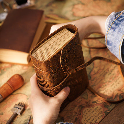 Sổ Tay Da Bò Handmade Cao Cấp  - Khóa Dây - SO003 MyChapter Notebook