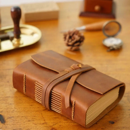 Sổ Tay Da Bò Handmade Cao Cấp  - Khóa Dây - SO003 MyChapter Notebook