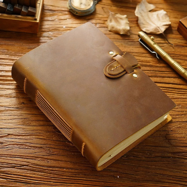 Sổ Da Bò Handmade Cao Cấp Khóa Cài - SO012 MyChapter Notebook