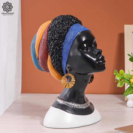 Tượng Cô Gái Châu Phi Áo Trắng Décor