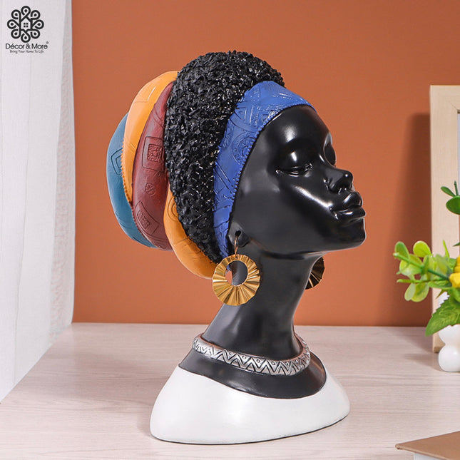 Tượng Cô Gái Châu Phi Áo Trắng Décor
