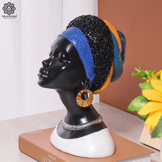 Tượng Cô Gái Châu Phi Áo Trắng Décor