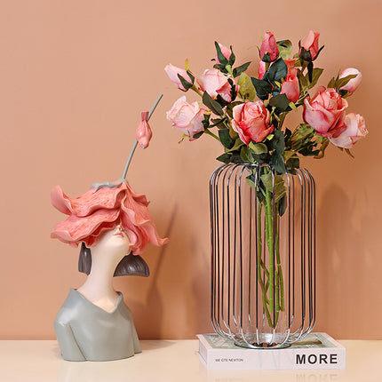 Tượng Cô Gái & Bông Hoa Décor