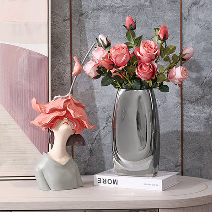 Tượng Cô Gái & Bông Hoa Décor