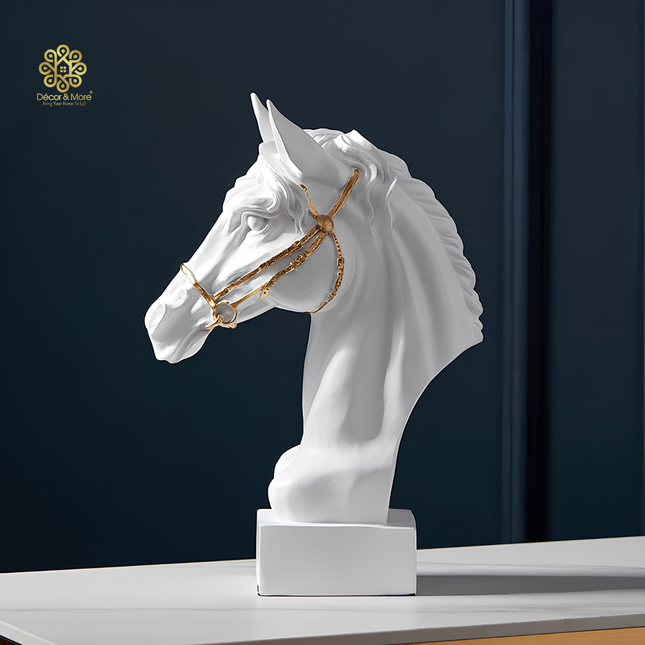 Tượng Đầu Ngựa Thần Pegasus Trắng Décor