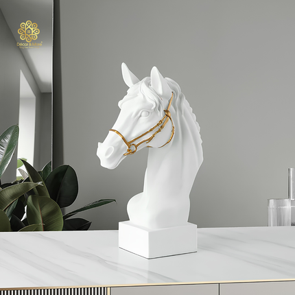 Tượng Đầu Ngựa Thần Pegasus Trắng Décor