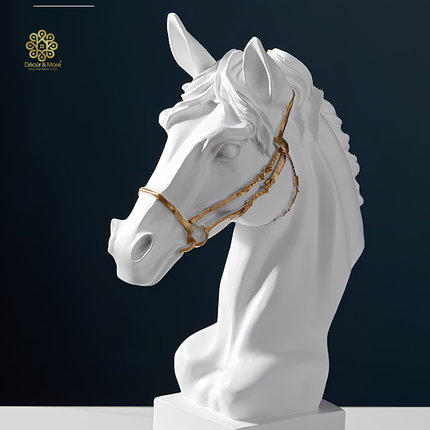 Tượng Đầu Ngựa Thần Pegasus Trắng Décor