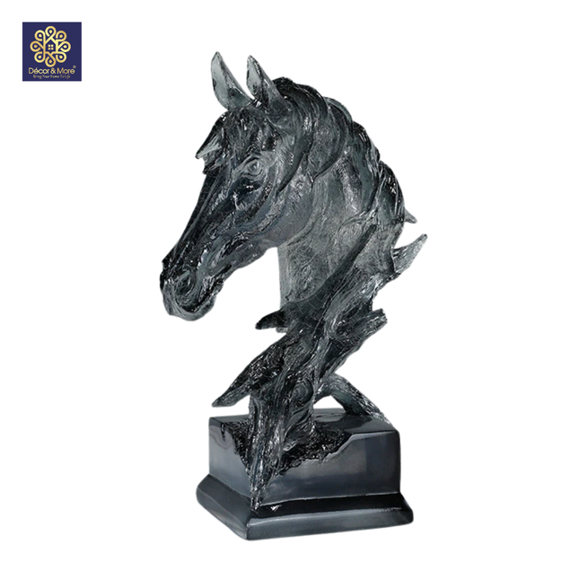 Tượng Đầu Ngựa Trong Suốt Xanh Lam Décor