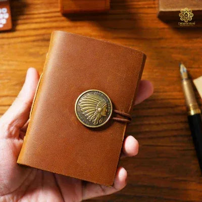 Sổ Da Bò Handmade Cao Cấp - Nút Đồng Cỡ Nhỏ - SO022 - MyChapter Notebook