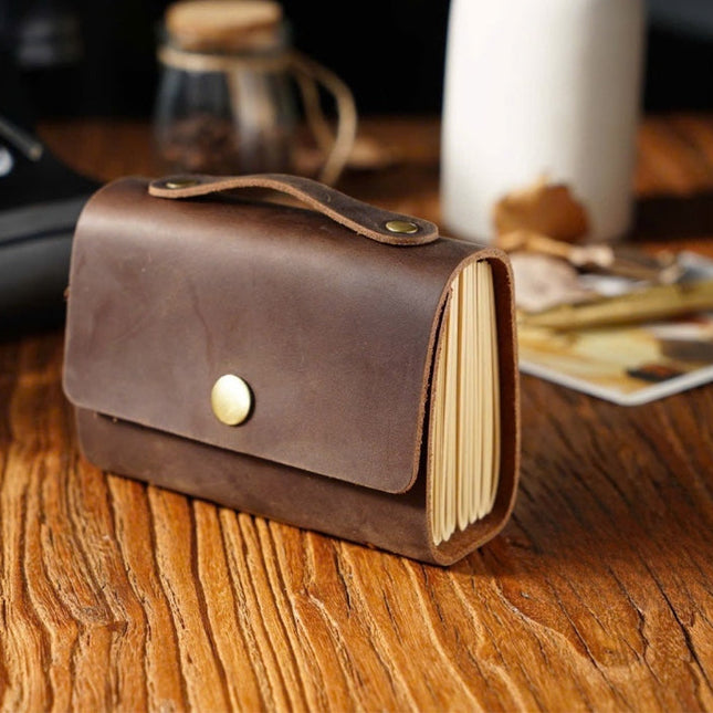 Sổ Tay Da Bò Handmade Cao Cấp - Cỡ Nhỏ Có Quai - SO0010 MyChapter Notebook
