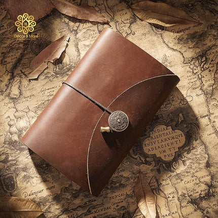 Sổ Da Bò Handmade Cao Cấp - Nút Đồng Cỡ A6 - SO026 MyChapter Notebook
