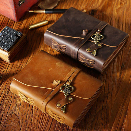 Sổ Da Bò Handmade Cao Cấp Dây Móc Chìa Khóa - SO013 MyChapter Notebook
